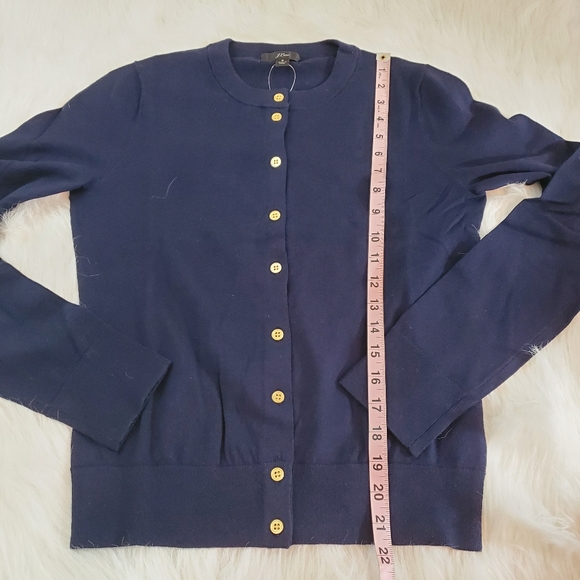 **J. Crew Button Front Navy Blue Cardigan - Picture 6 of 8